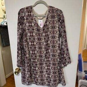 Peach Love, Boutique, Patterned Long Sleeve Dress, NWT, S